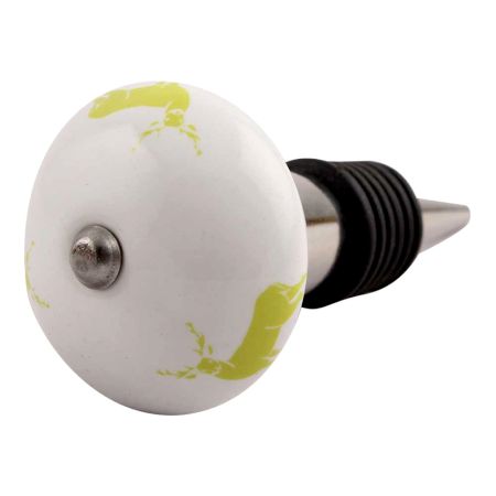 Lime Standing Rein Deer Pattern Ceramic Wine Stopper